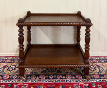 Load image into Gallery viewer, Antique French Trolley Tea Cart Pastry Cart Dumbwaiter 2-Tier Oak c. 1930s