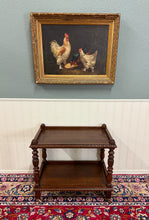 Load image into Gallery viewer, Antique French Trolley Tea Cart Pastry Cart Dumbwaiter 2-Tier Oak c. 1930s