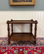 Load image into Gallery viewer, Antique French Trolley Tea Cart Pastry Cart Dumbwaiter 2-Tier Oak c. 1930s