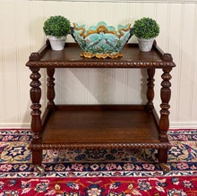 Load image into Gallery viewer, Antique French Trolley Tea Cart Pastry Cart Dumbwaiter 2-Tier Oak c. 1930s