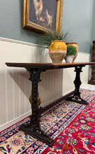 Load image into Gallery viewer, Antique English Bakers Table Sofa Entry Hall Kitchen Island with Cast Iron Base