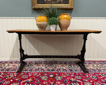 Load image into Gallery viewer, Antique English Bakers Table Sofa Entry Hall Kitchen Island with Cast Iron Base