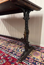 Load image into Gallery viewer, Antique English Bakers Table Sofa Entry Hall Kitchen Island with Cast Iron Base