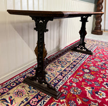 Load image into Gallery viewer, Antique English Bakers Table Sofa Entry Hall Kitchen Island with Cast Iron Base
