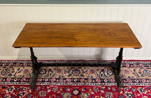 Load image into Gallery viewer, Antique English Bakers Table Sofa Entry Hall Kitchen Island with Cast Iron Base