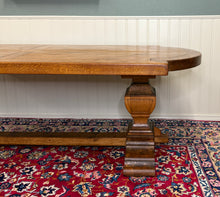 Load image into Gallery viewer, Antique French Country Dining Table Farmhouse Pedestal Trestle Honey Oak 1930s