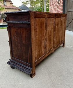 Antique French Server Sideboard Buffet Hunt Cabinet Black Forest Oak Dogs 19C