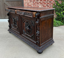 Load image into Gallery viewer, Antique French Server Sideboard Buffet Hunt Cabinet Black Forest Oak Dogs 19C