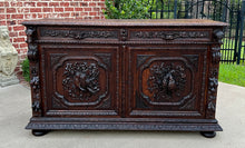 Load image into Gallery viewer, Antique French Server Sideboard Buffet Hunt Cabinet Black Forest Oak Dogs 19C