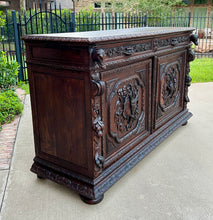 Load image into Gallery viewer, Antique French Server Sideboard Buffet Hunt Cabinet Black Forest Oak Dogs 19C