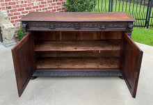 Load image into Gallery viewer, Antique French Server Sideboard Buffet Hunt Cabinet Black Forest Oak Dogs 19C