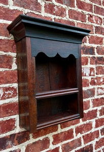 Antique English Wall Shelf Hanging Wall Decor Small Bookcase Carved Oak 18th C