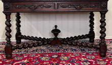 Load image into Gallery viewer, Antique French Desk Writing Table Barley Twist Renaissance Revival Tiger Oak