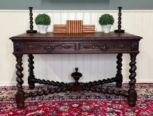 Load image into Gallery viewer, Antique French Desk Writing Table Barley Twist Renaissance Revival Tiger Oak