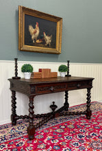 Load image into Gallery viewer, Antique French Desk Writing Table Barley Twist Renaissance Revival Tiger Oak