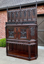 Load image into Gallery viewer, Antique French Gothic Cathedral Vestry Altar Wine Cabinet Bar Carved Oak 115&quot; T