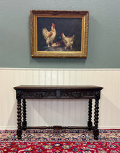 Load image into Gallery viewer, Antique French Desk Entry Table with Drawers Oak Barley Twist Sofa Table c 1900s