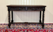 Load image into Gallery viewer, Antique French Desk Entry Table with Drawers Oak Barley Twist Sofa Table c 1900s