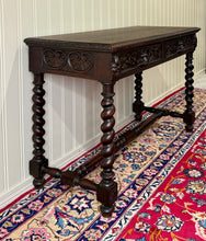 Load image into Gallery viewer, Antique French Desk Entry Table with Drawers Oak Barley Twist Sofa Table c 1900s