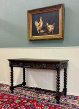 Load image into Gallery viewer, Antique French Desk Entry Table with Drawers Oak Barley Twist Sofa Table c 1900s