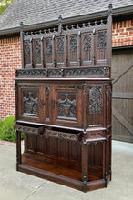 Load image into Gallery viewer, Antique French Gothic Cathedral Vestry Altar Wine Cabinet Bar Carved Oak 115&quot; T