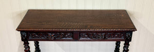 Antique French Desk Entry Table with Drawers Oak Barley Twist Sofa Table c 1900s