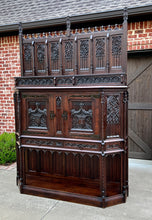 Load image into Gallery viewer, Antique French Gothic Cathedral Vestry Altar Wine Cabinet Bar Carved Oak 115&quot; T