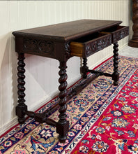 Load image into Gallery viewer, Antique French Desk Entry Table with Drawers Oak Barley Twist Sofa Table c 1900s