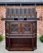 Load image into Gallery viewer, Antique French Gothic Cathedral Vestry Altar Wine Cabinet Bar Carved Oak 115&quot; T