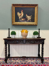Load image into Gallery viewer, Antique French Desk Entry Table with Drawers Oak Barley Twist Sofa Table c 1900s