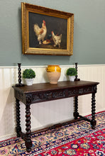 Load image into Gallery viewer, Antique French Desk Entry Table with Drawers Oak Barley Twist Sofa Table c 1900s