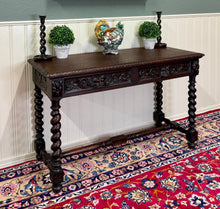 Load image into Gallery viewer, Antique French Desk Entry Table with Drawers Oak Barley Twist Sofa Table c 1900s