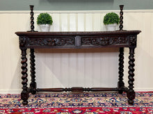 Load image into Gallery viewer, Antique French Desk Entry Table with Drawers Oak Barley Twist Sofa Table c 1900s