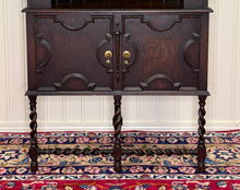 Load image into Gallery viewer, Antique English Jacobean Corner Cabinet Barley Twist Legs Oak Key TALL 1920s