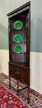 Load image into Gallery viewer, Antique English Jacobean Corner Cabinet Barley Twist Legs Oak Key TALL 1920s