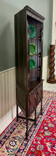 Load image into Gallery viewer, Antique English Jacobean Corner Cabinet Barley Twist Legs Oak Key TALL 1920s