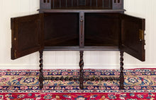 Load image into Gallery viewer, Antique English Jacobean Corner Cabinet Barley Twist Legs Oak Key TALL 1920s