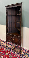 Load image into Gallery viewer, Antique English Jacobean Corner Cabinet Barley Twist Legs Oak Key TALL 1920s