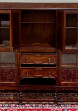 Load image into Gallery viewer, Antique English Jacobean Bookcase Bookshelf Cabinet Barley Twist Wavy Glass Oak