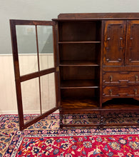 Load image into Gallery viewer, Antique English Jacobean Bookcase Bookshelf Cabinet Barley Twist Wavy Glass Oak