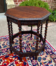 Load image into Gallery viewer, Antique French OCTAGONAL Side End Table Accent Parlor BARLEY TWIST Oak c. 1900