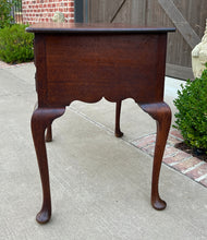 Load image into Gallery viewer, Antique English Georgian Table Small Desk Nightstand Lowboy 3 Drawers Tiger Oak