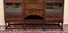 Load image into Gallery viewer, Antique English Jacobean Bookcase Bookshelf Cabinet Barley Twist Wavy Glass Oak