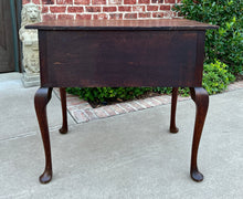 Load image into Gallery viewer, Antique English Georgian Table Small Desk Nightstand Lowboy 3 Drawers Tiger Oak