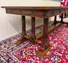 Load image into Gallery viewer, Antique French Renaissance Revival Farmhouse Dining Table Baluster Oak c.1900