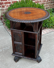 Load image into Gallery viewer, Antique English Revolving Bookcase Display Cabinet Round Table Top Oak c. 1894