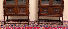 Load image into Gallery viewer, Antique PAIR English Jacobean Bookcases Bookshelves Cabinets Leaded Glass Oak