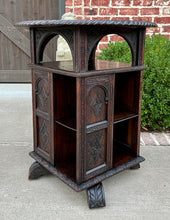 Load image into Gallery viewer, Antique English Revolving Bookcase Display Cabinet Round Table Top Oak c. 1894