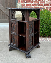 Load image into Gallery viewer, Antique English Revolving Bookcase Display Cabinet Round Table Top Oak c. 1894