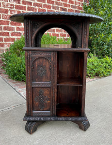 Antique English Revolving Bookcase Display Cabinet Round Table Top Oak c. 1894